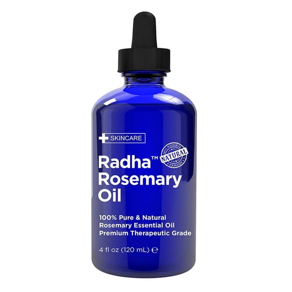 Radha Beauty - 4 oz. Rosemary Essential Oil - 100% Pure Therapeutic Grade Steam Distilled for Aromatherapy Relaxation Scalp Healthy Hair Growth Dry Skin DIY Essential Oil