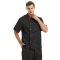 thumbnail image 2 of TopTie Unisex Short Sleeve Cooking Chef Coat Jacket with Adjustable Hat-black red-L, 2 of 5