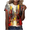 thumbnail image 1 of Culottes pour Femmes Hauts pour Femmes Tendance à la Mode Décontracté Col Ras du Cou Imprimés Manches Courtes Col Rond T-Shirt Haut m Multicolore, 1 of 6