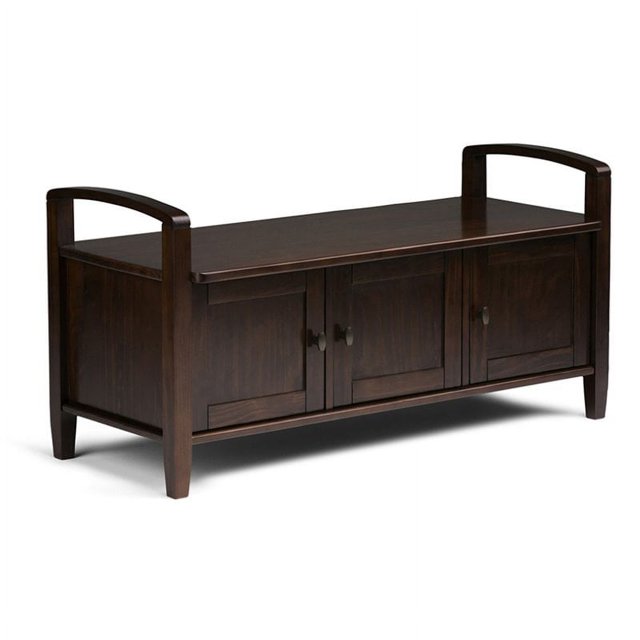 Atlin Designs 22" Wood Entryway Bench in Tobacco Brown Stain
