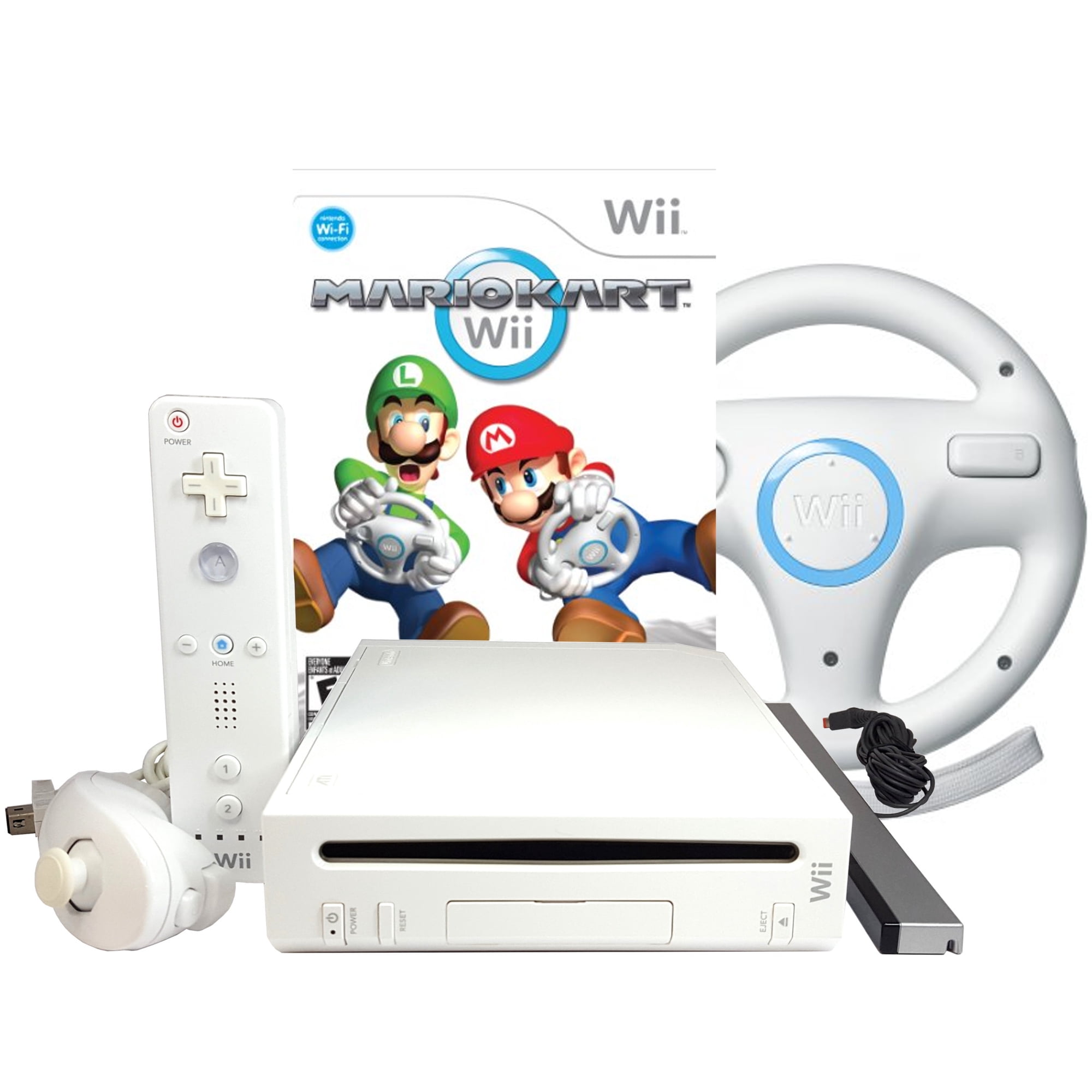 Refurbished Nintendo Wii Console Mario Kart Wii and Wheel Bundle