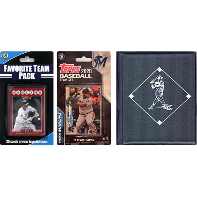 C&I Collectables 2020MARLINSTSC MLB Miami Marlins Licensed 2020 Topps Team Set & Favorite Player Trading Cards Plus Storage Album