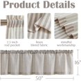 thumbnail image 4 of Valance Curtain Linen Textured Striped Window Curtain for Living Room Light Filtering Ticking Stripe Farmhouse Valance for Kitchen Rod Pocket 1 Panel 16 Inch Taupe Grey on Beige 1 Panel, 4 of 8