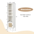 thumbnail image 3 of Costway Rattan Storage Cabinet Freestanding Slim Organizer Wood Display Rack Living Room White, 3 of 10