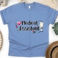 thumbnail image 1 of Medical Assistant Shirt | Stethoscope Syringe Healthcare Tee, CarolinaBlue, Size M, 1 of 6