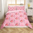 thumbnail image 1 of Erosebridal Housse de Couette Kawaii à Fleurs Simple, Housse de Couette Patchwork Florale Simple, Rose Vif, Réversible 2 Pcs (Sans Couette), 1 of 7
