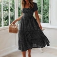 thumbnail image 2 of RKSTN Robes pour Femmes 2023 Robe d'Été Courte à Fleurs Col Carré Manches Courtes à Volants Superposés Boho Évasée Robes, 2 of 9