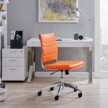 Modway Jive Chaise de Bureau Sans Accoudoirs à Dossier Mi-Haut en Similicuir, Plusieurs Couleurs