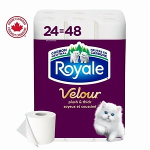Royale Velour, 2 Ply papier hygiénique, 24 Égal 48 Toilettes de salle de bains, 142 Feuilles de papier hygiénique par rouleau