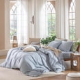 thumbnail image 3 of Bedding Duvet Cover Set Washed Cotton Linen Like Textu Breathable Durable Soft Comfy (Tannish Linen Grey Queen), 3 of 7