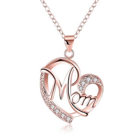 TIMIFIS Necklace Exquisite Women's Gold Silver Rose Gold Mom's Love Shaped Diamond Necklace - Summer