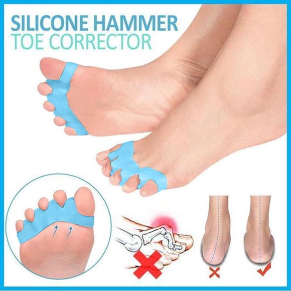 Agiferg 1 Pair Gel Separator Silicone Hammer Toe Corrector Foot Straightener Pain Relief