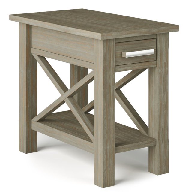 Simpli Home Kitchener Table d'Appoint Étroite en Bois Massif, Gris