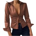 thumbnail image 1 of XZNGL Long Sleeve Blouse Women Classic Solid Color Blouse Slim Buttons Lapel Long Sleeve Tunic Tops Women Tops Long Sleeve Casual Tunic Tops Blouse Tops for Women Casual, 1 of 5