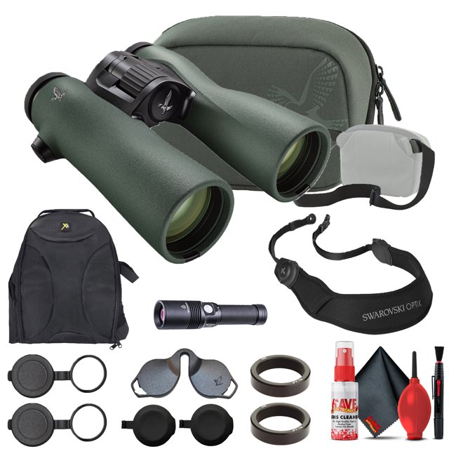 Swarovski 10x42 NL Pure Binoculars + Padded Backpack + Flashlight + 6Ave Cleaning Kit