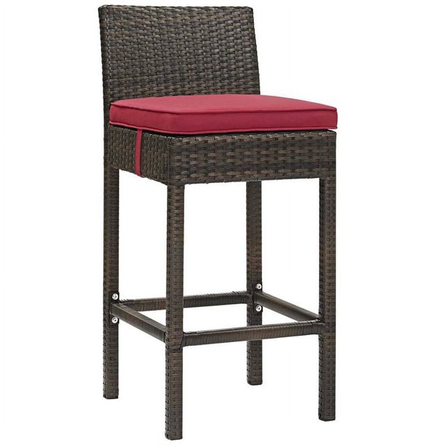 Modway Conduit Tabouret de Bar en Rotin et Aluminium 30 Pouces Marron/rouge