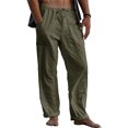 thumbnail image 2 of MAWCLOS Men Trousers Elastic Waist Sweatpants Drawstring Pants Baggy Party Solid Lounge Army Green 5XL, 2 of 9