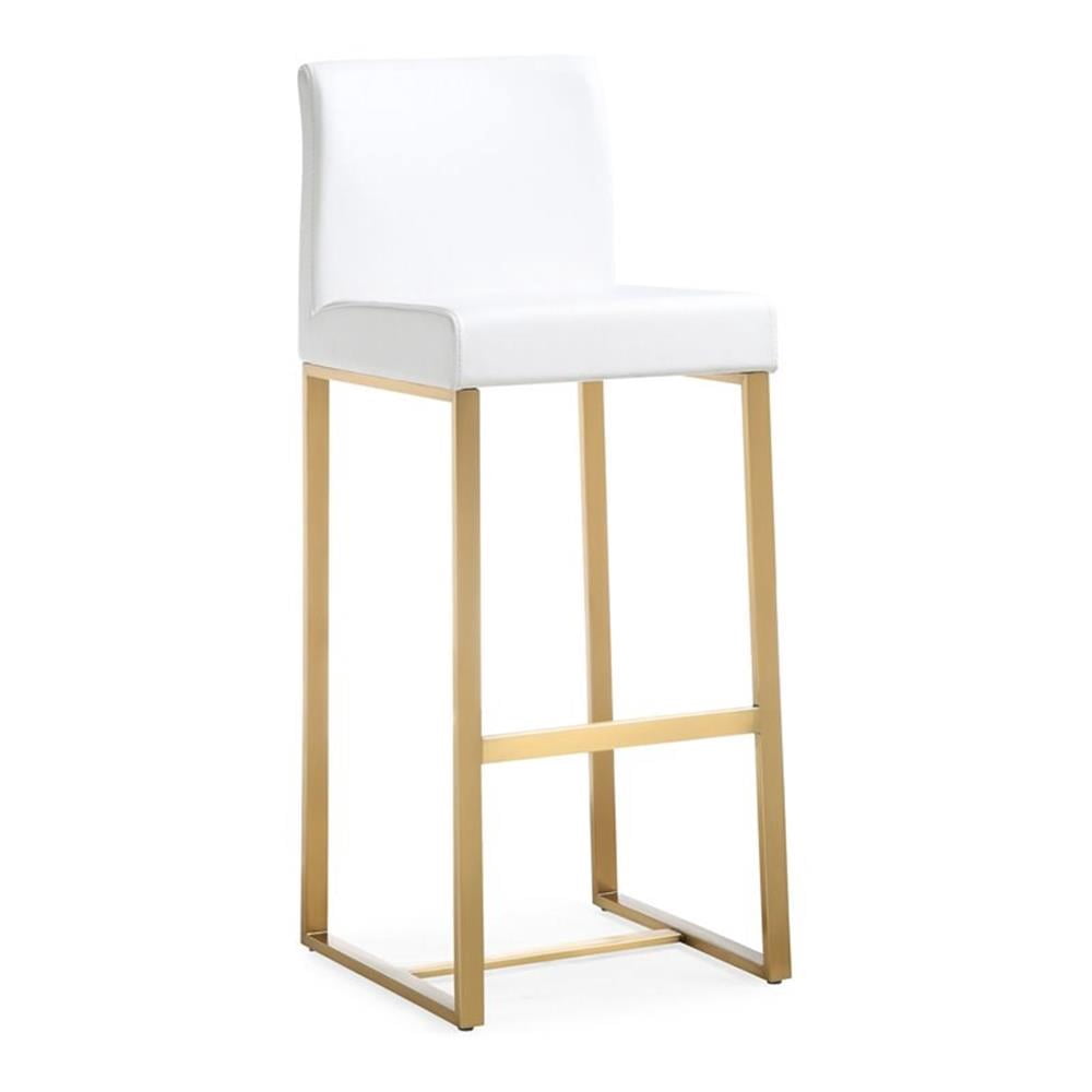 TOV Furniture Denmark 30.7" Fabric Bar Stools in White/Gold (Set of 2)