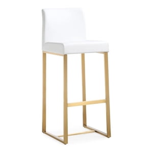TOV Furniture Denmark 30.7" Fabric Bar Stools in White/Gold (Set of 2)