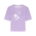 thumbnail image 3 of Blouses for Women Drop Shoulder Round Neck Oversized Crop Tops Workout Tops Tees, 3 of 7
