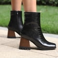 thumbnail image 4 of Cameland Large Women's Punk High Heel Rectangle Toe Thick Heel Zipper Contrast Mart Short Boots, 4 of 4