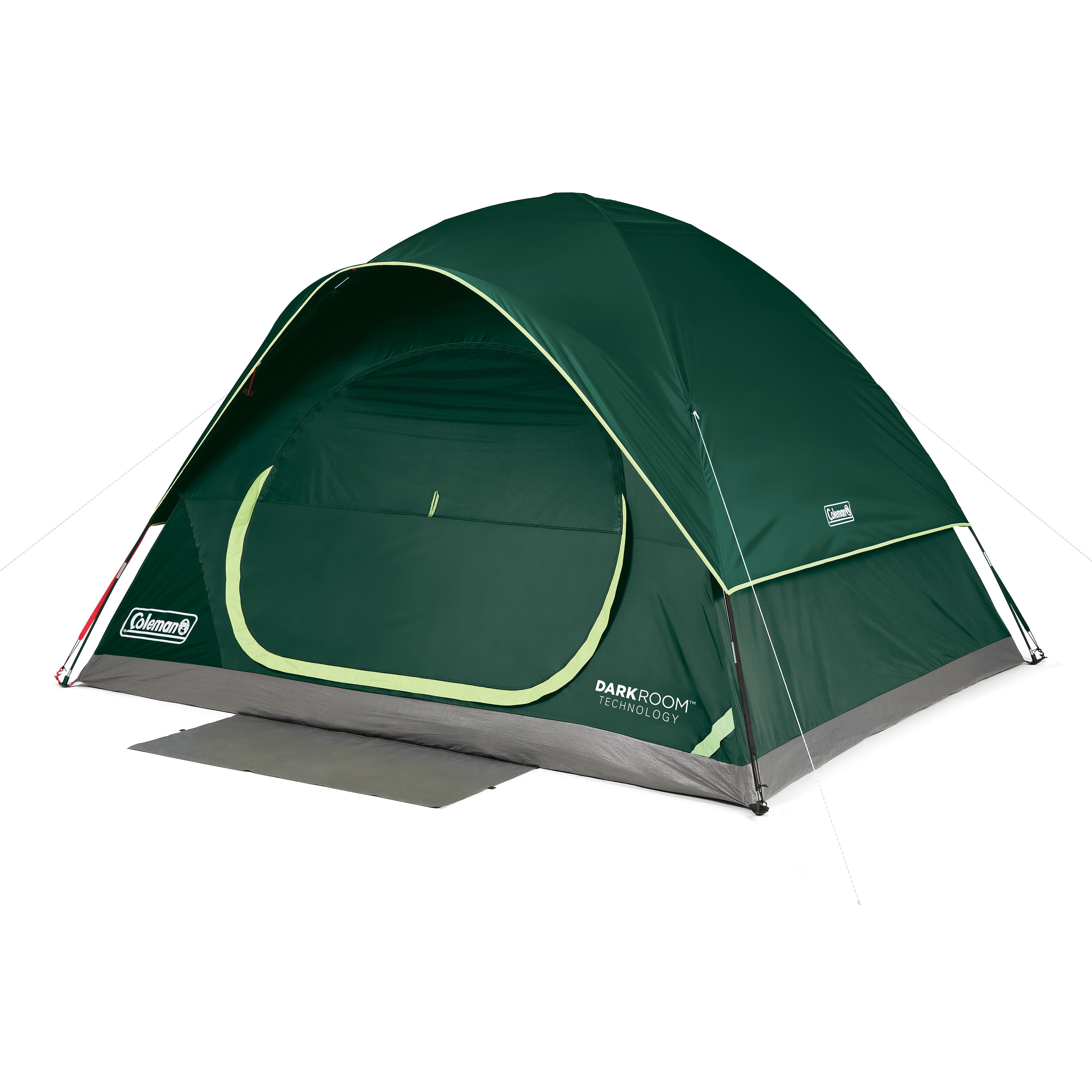 Coleman Stardome 6-Person Dark Room Camping Tent for Family Camping, Blocks 90% Sunlight, Easy 5-Minute Setup, Built-in LED Lighting, Night Forest Green