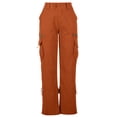 thumbnail image 4 of Jsaierl Pantalon Cargo de Randonnée pour Femmes à Jambe Grand, Taille Élastique, Bouton, Pantalon Décontracté, Couleur Unie, Pantalon de Jogging de Randonnée avec Poches à Rabat, 4 of 6