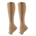 thumbnail image 1 of 1 Pair Compression Stockings Exquisite Pattern Breathable Cotton Open Toe Zipper Compression Stockings Leg Sleeve for Girl, 1 of 9