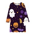 thumbnail image 3 of Tutus Robe pour Filles 10-12 Robe à Manches Longues à Col Rond 4-14 Ans Robe Princesse Imprimée d'Halloween pour Enfants et Filles Robe à Manches Longues à Col Rond Multicolore 170, 3 of 4