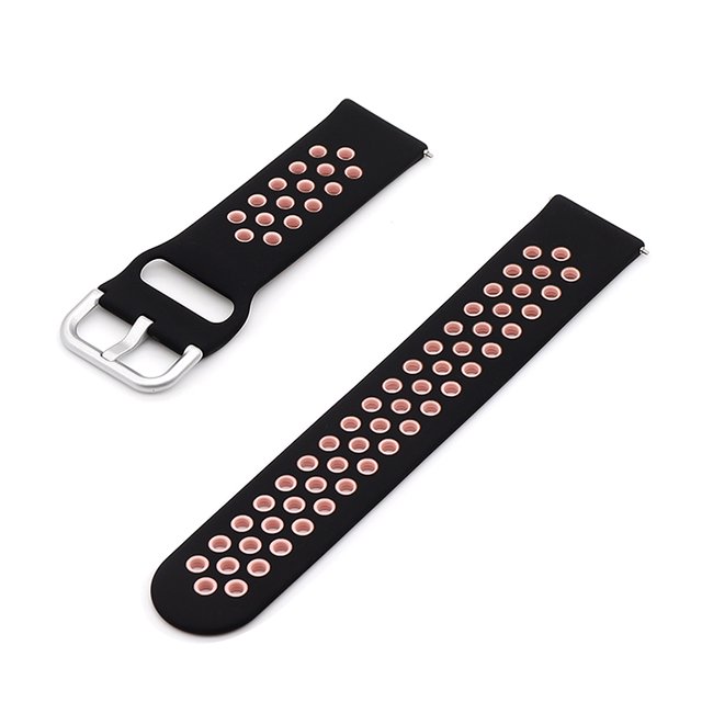Tignapoo 22mm Universal Silicone Watch Strap - Breathable and Lightweight Replacement Band with Adjustable Buckle, Available in Multiple Colors Including Black and Pink, Ideal for Sports and Daily