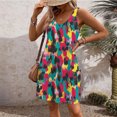 thumbnail image 4 of Ovzne Robes d'Été pour Femmes 2025 Robe d'Été Mode d'Été pour Femmes Imprimé Poche Sans Manches Robe à Col en V Robe d'Été Imprimée Liquidation, 4 of 6