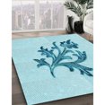 thumbnail image 3 of Ahgly Company Tapis d'Intérieur Lavable à la Machine, Carré, Transitionnel, Bleu Électrique, Tapis de Zone, 5 Pieds Carré, 3 of 7