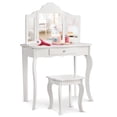thumbnail image 1 of Costway Coiffeuse Ensemble Table de Maquillage Coiffeuse Enfants Filles Tabouret Miroir, 1 of 10