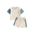 thumbnail image 1 of Fortune Infant Boys Summer Contrast Color Short Sleeve T-Shirts Elastic Waist Shorts 2Pcs Set, 1 of 6