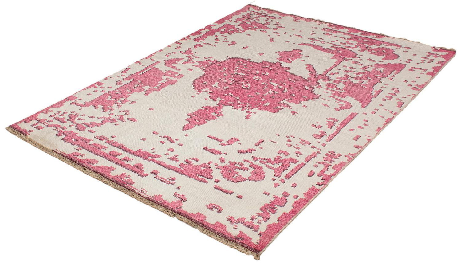 ECARPETGALLERY 7'3" x 9'11" Bordered Jules Oushak Hand-knotted Area Rug for Living Room, Dining Room and Bedroom in Ivory