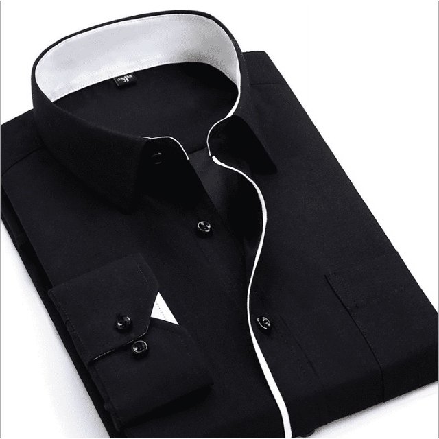Fashion Men‘s Formal Long Sleeve Shirt Solid Color Button Up Business Work Dress Top