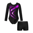 thumbnail image 1 of Loodgao Justaucorps de Danse et Gymnastique pour Filles Manches Longues Col Rond avec Short Violet 10, 1 of 6