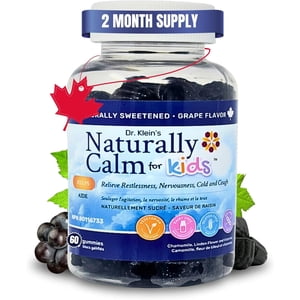 Naturally Calm Gummies for Kids – Magnesium Glycinate, Chamomile, & Linden Extract – Multivitamins that Promote Well-Being, Balance, & Overall Health – 60 Chewable Gummies – Grape Flavored – Rhoziva