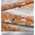 thumbnail image 2 of Soimoi Modal Satin Fabric Clouds & Flying Swift Bird Print Fabric by the Yard 42 Inch Wide, 2 of 3