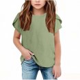 thumbnail image 1 of Yanlir 2025 Chemises d'Été pour Enfants Manches Raglan T-Shirt Graphique à Manches Courtes Haut à Col Rond T-Shirt pour Filles Tee Ample Décontracté Hauts (Vert, 9 Ans), 1 of 5
