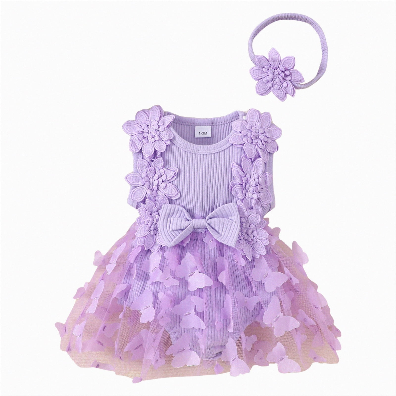 Kogui Baby Girl Newborn Clothes Newborn Baby Girl Embroidered Romper Dress Infant Girls Floral Sleeveless Bodysuit Mesh Tutu Tulle Dresses Summer Outf