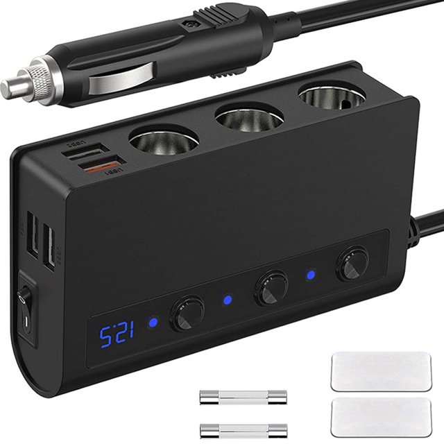 Car Lighter Socket 3 Ways Fast Charging Lighter Splitter with 4 USB Port Car Charger Adapter Splitter for Car Truck SUV