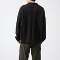 thumbnail image 5 of Cameland Chandail d'Hiver Épais Décontracté Mode Couleur Unie Texture Manches Longues Col Rond pour Hommes, 5 of 5