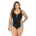 thumbnail image 1 of Wide Shoulder Straps Pads Backless Women Monokini Plus Size Patchwork Color One-piece Bikini Beachwear, 1 of 7