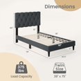 thumbnail image 3 of Costway Twin Size Bed Frame with Button-Tufted Headboard & Wooden Slats Easy Assembly, 3 of 10