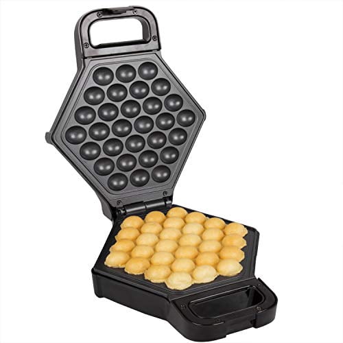 Bubble Waffle Maker- Electric Non stick Hong Kong Egg Waffler Iron Griddle (Black)- Ready in under 5 Minutes