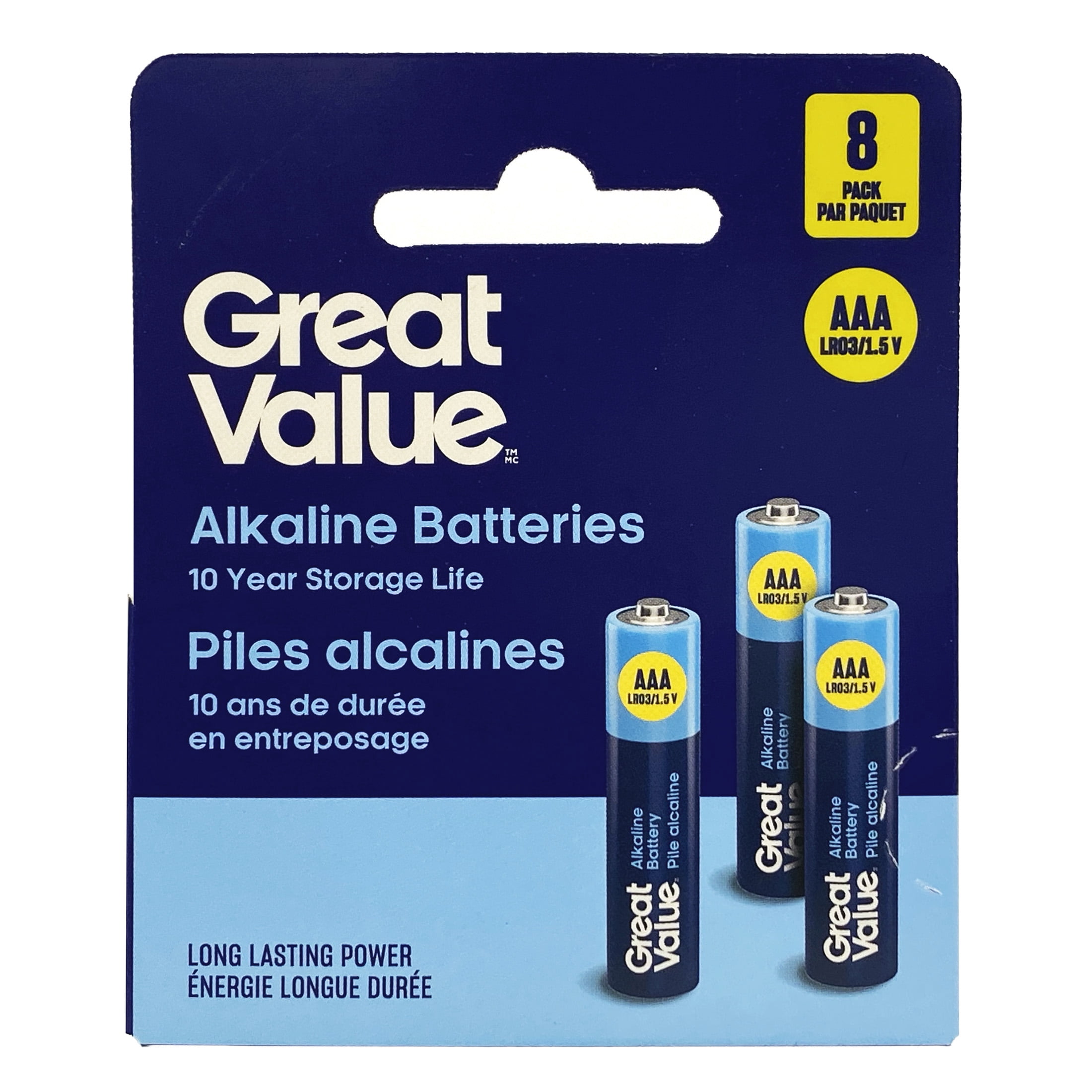 Great Value AAA LR03/1.5 V Alkaline Batteries 8 Pack