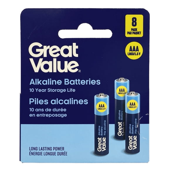 Great Value AAA LR03/1.5 V Alkaline Batteries 8 Pack