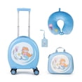 thumbnail image 1 of Gymax Ensemble de Bagages pour Enfant 4 Pcs avec Valise Cabine Rigide 14 Pieds' à Roulettes Pivotantes pour Tout-Petit Bleu, 1 of 10