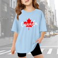 thumbnail image 3 of T-shirt Canada Filles Drapeau Canadien Col Rond Manches Courtes Tee Filles Fête Nationale Graphique Imprimé Coupe Ample Fête Nationale Canadienne Drapeau Imprimé Haut Manches Courtes, 3 of 7